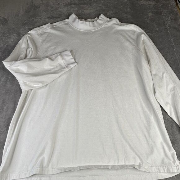 Duluth Trading Co Shirt Mens 3X White Relaxed Fit Pullover Mock Neck Long Sleeve - Picture 1 of 9